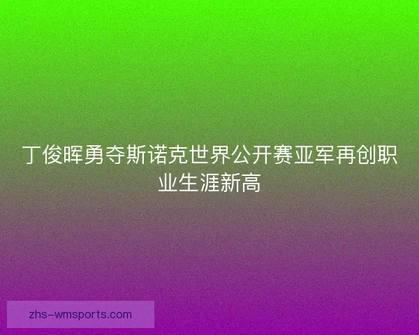 丁俊晖勇夺斯诺克世界公开赛亚军再创职业生涯新高
