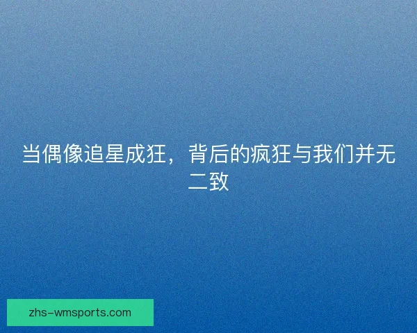 当偶像追星成狂，背后的疯狂与我们并无二致