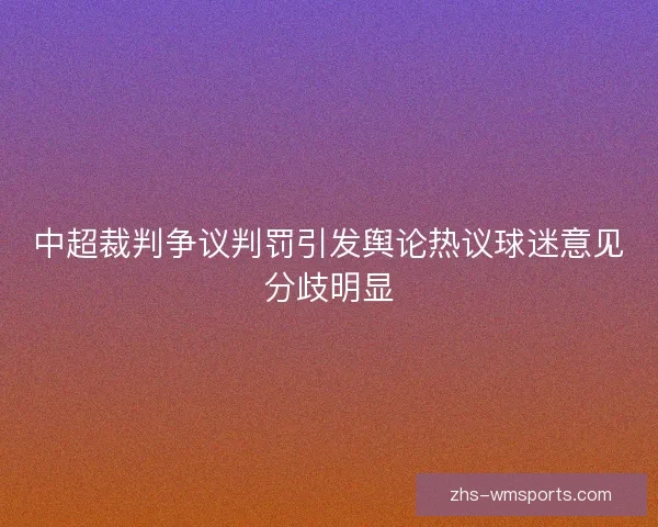 中超裁判争议判罚引发舆论热议球迷意见分歧明显